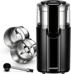 SHARDOR Coffee Grinder Electric, Spice, Herb, Grinder for Coffee Bean Spices and Seeds with 2 Removable Stainless Steel Bowls, Black
