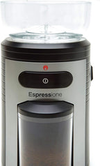 Espressione Professional Conical Burr Coffee Grinder, Black/Silver, 8.5-Oz.