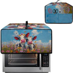 Cow Butterfly Flower Print Toaster Oven Cover, Dust-proof Heat-resistant Air Fryer Cover with Accessory Pockets, Kitchen Small Appliance Protector, (Medium-16.1*19.71*10 inches)