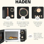 Haden 700 Watt 0.7 Cubic Foot Microwave Oven with Digital Controls, Defrost, and Instant Start Countertop Small Appliance, Black/Copper