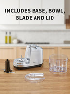 1.5-Cup One-Touch Electric Food Chopper, 100W Mini Food Processor Meat Grinder, Mix, Chop, Mince and Blend Vegetables, Fruits, Nuts, Meats, Stainless Steel Blade (Silver)