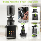Kndko Cold Press Juicer, Juicer Machines with 4.35" Wide Feed Chute Juice Extractor Machine, Slow Masticating juicer for Whole Vegetables & Fruits, High Juice Yield, Easy to Operation & Clean