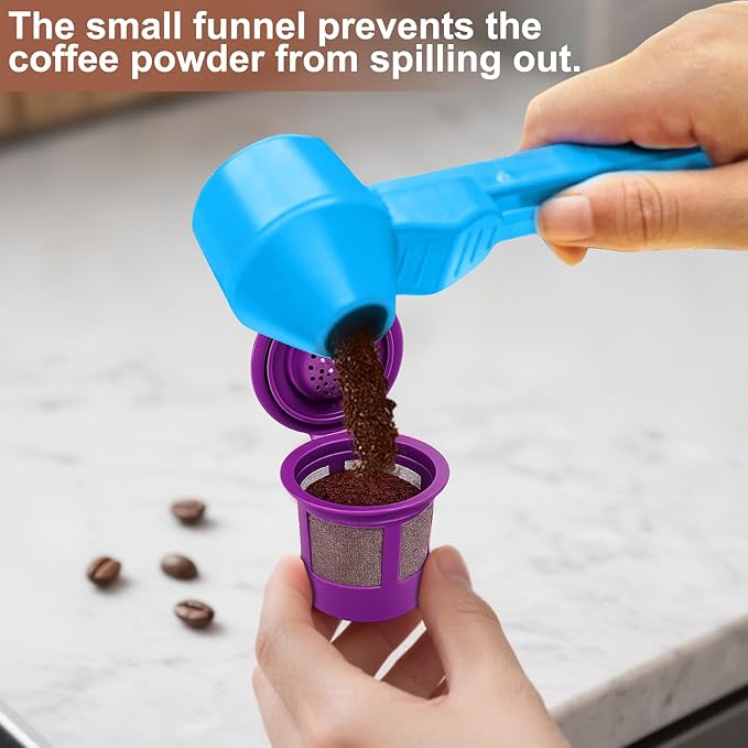 Palksky Coffee Scoop & Funnel for Reusable K Cup Refillable Coffee Pods,2 Tablespoon Coffee Measuring coffee Scooper,1PCS (Sky Blue)