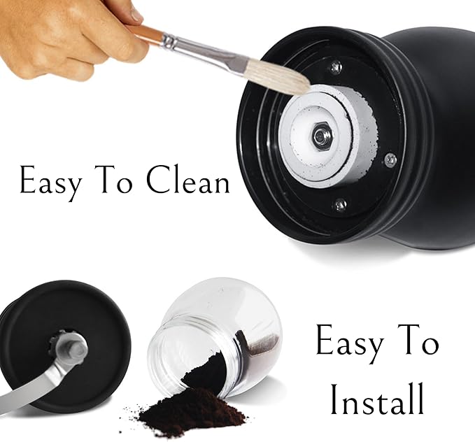 Mixpresso Manual Coffee Grinder, Spice Grinder Manual, Glass Jars, Ceramic Burr, Adjustable Grind, Easy to Clean, Portable Compact Design, 3 Piece Set, Stainless Steel