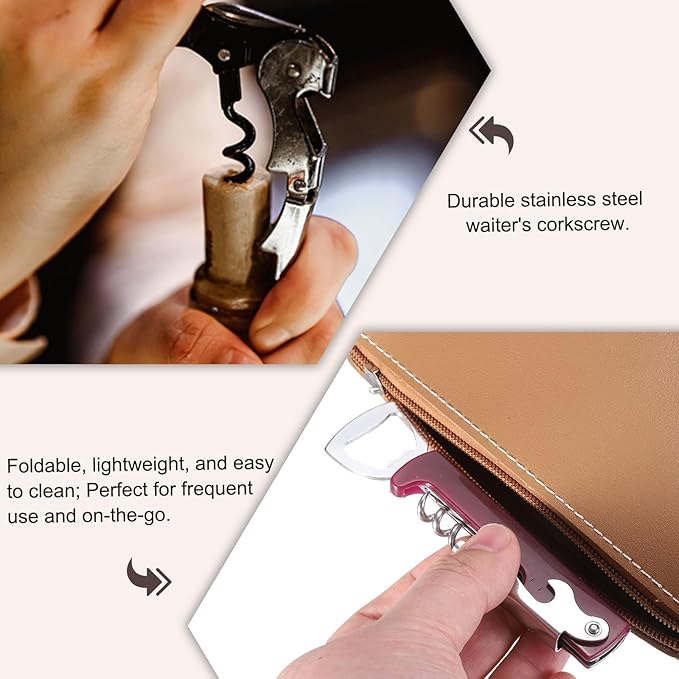 uxcell 2 Pcs Wine Opener, Bottle Opener, Durable Stainless Steel Waiter's Corkscrew, Compact All-In-One Home Bar Tool for Bar, Party, Wedding, Home, Travel, Blue