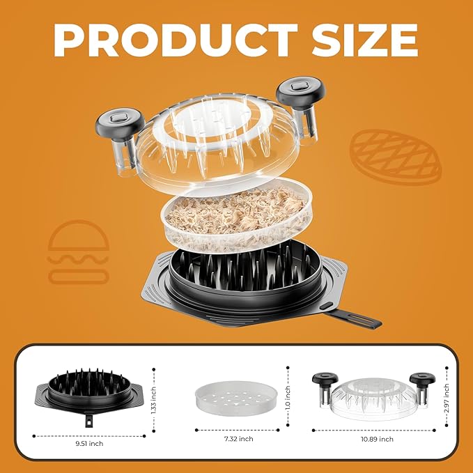 Cleangor Chicken Shredder Tool Twist Large, BPA Free Meat Shredder with Ergonomic Handle, Non-Slip Food Shredder Tool for Pork, Beef, Set of Chicken Breast Shredder with Brush & Fork (1, Green)