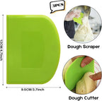 SURDOCA Dough Scraper Bench Scraper - 3P 4.7x3.7" Plastic Flexible Bowl Scraper, Sharp Edge & Angles Cake Scraper. Non-Slip Bakeware Decorating Tools Sculpting & Modeling Tools - Pink+Green+Pink