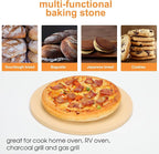 Small 12 inch Round Pizza Stone,for RV Camper Oven,Round baking stone Grill,Can make pizza, bread, pies,BBQ, Durable and Safe, Give away Plastic Scraper