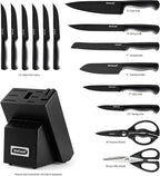 McCook® Knife Sets,German Stainless Steel Knife Block Sets with Built-in Sharpener, Black
