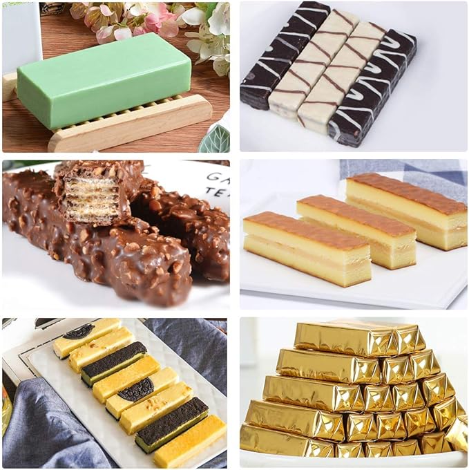 Palksky (2 Pcs) 8 Cavity Rectangle Granola Bar Silicone Mold/Nutrition/Cereal Bar Molds Energy Bar Maker for Chocolate Truffles Ganache Bread Brownie Cornbread Cheesecake Pudding Butter Mould