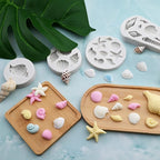 Sakolla Marine Theme Fondant Molds, 4 PCS Seashell Conch Starfish Baking Silicone Molds for Cake Decoration Chocolate Soap Crafting
