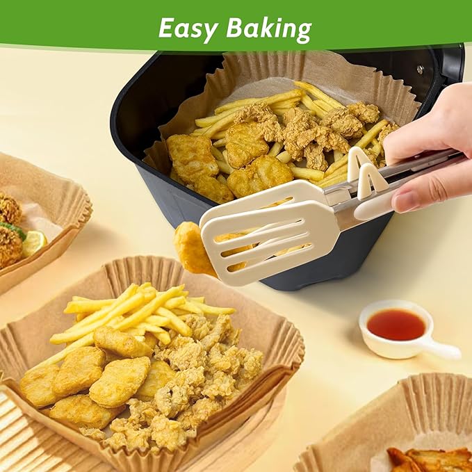 360 Pcs 6.5” Square Unbleached Heavy Duty Air Fryer Paper Liners Disposable, Non-Stick & Non-Leak Parchment Paper Liners for Airfryer Basket, Deep Fryer Parts & Accessories