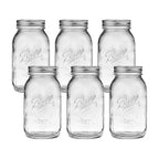 Ball Regular Mouth Glass Mason Jars with Lids and Bands, Used for Canning (Quart, 32 Ounce (Pack of 6))