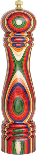 Baltique Marrakesh Pepper Grinder – 8 Inch Colorful Wooden Pepper Mill with Adjustable Stainless Steel Grinding Mechanism – Manual Wood Pepper Grinder for Kitchen or Table Use