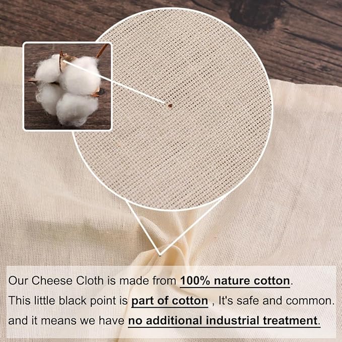 6 Pcs Cheese Cloths, 20x20 Inch, 100% Unbleached Cotton, Grade 100 Reusable Cheese Cloth With Fabric Fine Mesh Cloth, Reusable Muslin Cheesecloth for Straining, Juicing, Cooking, Baking
