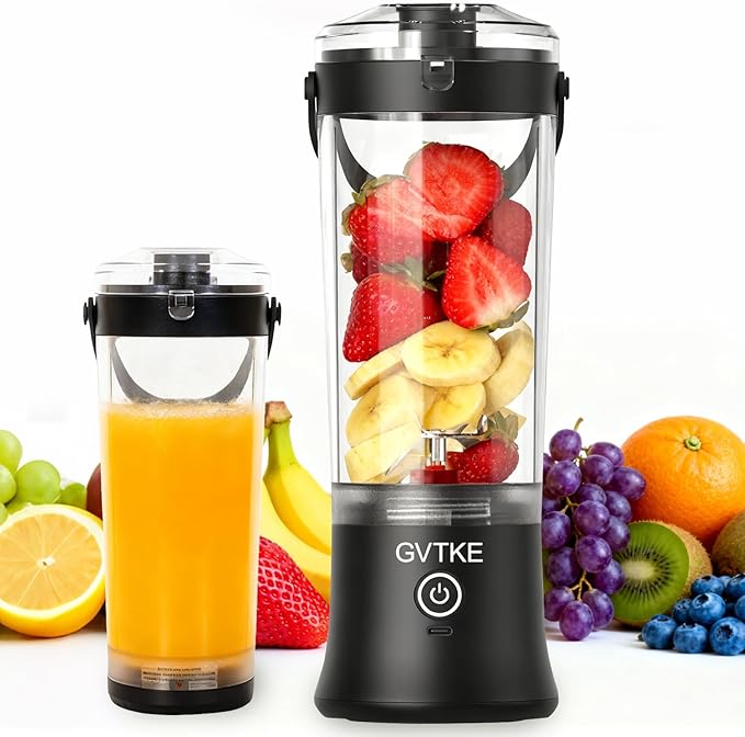 Portable Blender Dual Mode 18000RPM 20Oz Blending Cup Ice Crushing Smoothie Frozen Fruit Mini Home Gym Travel(Black)