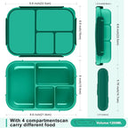 Amathley Lunch Box Kids,Bento Box Adult,Leakproof Lunch Containers for Adults/Kids/Toddler,1200ML-4 Compartments bento Lunch box with Utensil,Microwave & Dishwasher & Freezer Safe (Green)