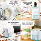 TLOG Mini Rice Cooker 2.5 Cups Uncooked, Healthy Ceramic Coating Portable Rice Maker, 1.2L Travel Rice Pot Small for 1-3 People, Personal Rice maker, Food Steamer, Multi-cooker for Grains, Oats