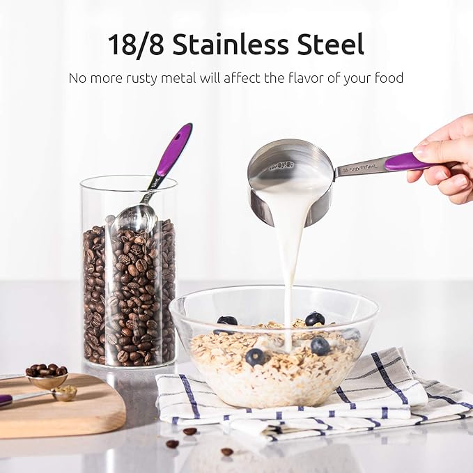 U-Taste 10 Piece Measuring Cups and Spoons Set in 18/8 Stainless Steel (Purple)