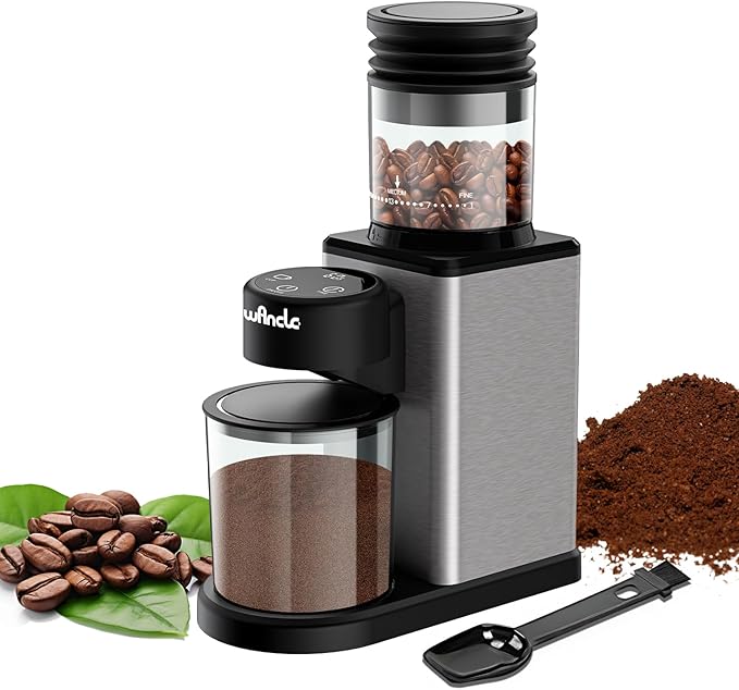 Wancle Conical Burr Electric Coffee Grinder with Touchscreen Coffee Bean Grinder - Precision Timer, 25 Grind Settings, Anti-Static, Stainless Steel, Easy to Clean