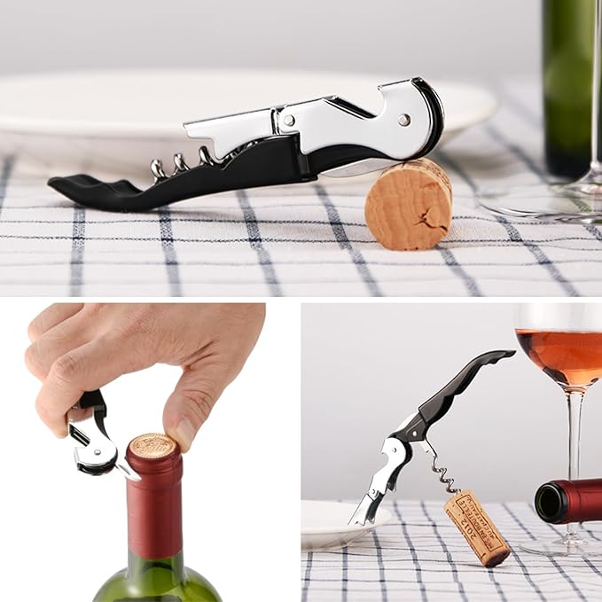 RECUTMS Corkscrew 12 Packs Wine Opener Wine Keys Bulk Stainless Steel Fold Beer or Bottle Opener Serrated Foil Cutter, Perfect for Bars Restaurants Family Company Party(Black)