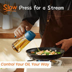 TrendPlain 16oz/470ml Glass Olive Oil Sprayer for Cooking - 2 in 1 Olive Oil Dispenser for Kitchen Gadgets, Air Fryer, Salad, and BBQ - Navy