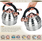 Tea Kettle for Stove Top Whistling Teapot, 3.2Q Tea Pot Stainless Steel Teakettle with Heat Proof Ergonomic Handle