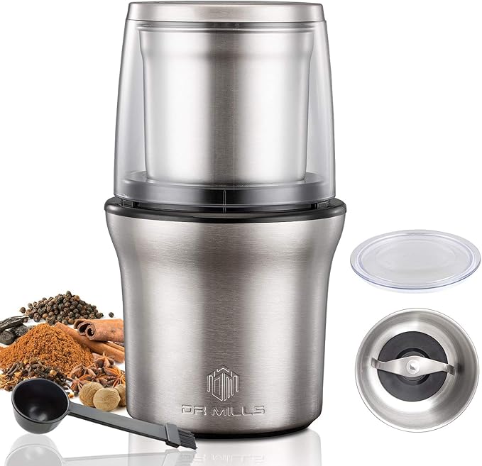 DR MILLS DM-7412N Coffee Grinder Electric and Spice Coffee Grinder with Removable SUS304 Stainless Steel Washable Cup