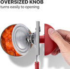 Can Opener Manual Heavy Duty, UHIYEE Hand Held Can Openers for Seniors with Comfort Grip Sharp Blade, Solid Steel Hand Manual Can Open with Magnet for Kitchen Camping, Red