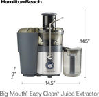 Hamilton Beach Juicer Machine, Centrifugal Extractor, Big Mouth 3" Feed Chute, Easy Clean, 2-Speeds, 40 oz. BPA Free Pitcher, 850 Watt Motor, Silver (67850)