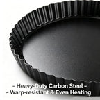 9 Inch Tart Pan with Removable Bottom, Quiche Pan Carbon Steel Heavy Duty Nonstick Pie Pan- Fluted Edges Loose Bottom, Extra Hgh 1.2-Inch Depth for Baking Fruit Tarts, Pies