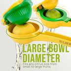 Zulay Kitchen Metal 2-in-1 Lemon Squeezer - Sturdy Max Extraction Hand Juicer Lemon Squeezer Gets Every Last Drop - Easy to Clean Manual Citrus Juicer - Easy-Use Lemon Juicer Squeezer - Yellow/Green
