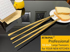 JETKONG 2 Pcs 16-Inch Heavy Duty Cooking Tweezers Extra Large Stainless Steel Food Tweezers Gaint Kitchen Tweezer Tongs (Gold)