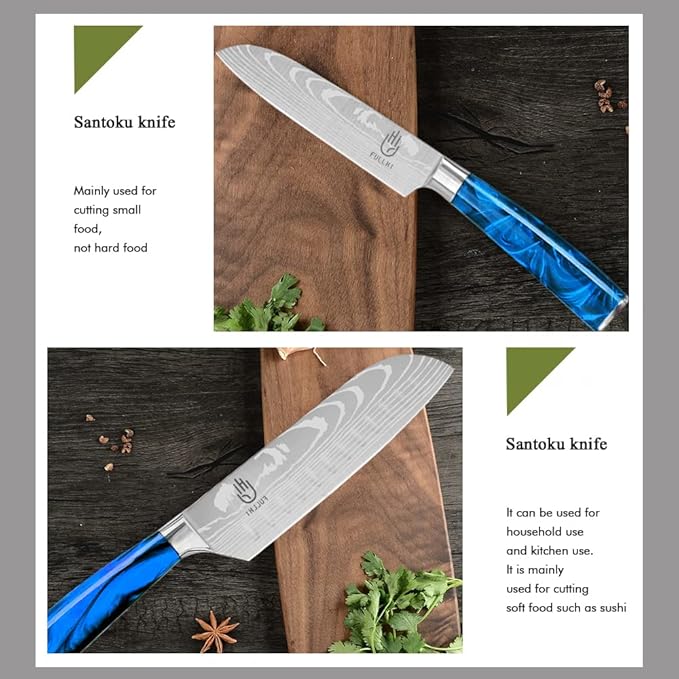 FULLHI Knife Set, 14pcs Japanese Knives Set, Multiple Colour Premium German Stainless Steel Chef Knife Set