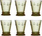 La Rochere Napoleon Bee Olive Green Tumbler Set of 6 – La Rochere Bee Glassware Sets – Fancy Glassware Drinking Glasses (10 oz)