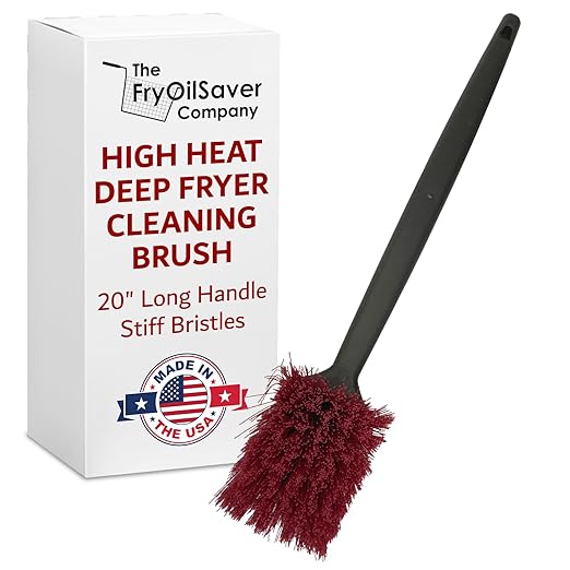 20" Deep Fryer Cleaning Brush by FryOilSaver Co., Up to 425F High Heat Resistant Pot Cleaning Brush for Kitchen Deep Fryers, Griddle, Grills, Ovens & Waffle Maker for Food Service & Restaurant - 90049