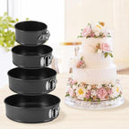 Springform Pan Set of 4, 4/7/9/10inch Cake Pan, Non-Stick Leak-Proof with Removable Bottom, Cheesecake Pan for Baking, Black