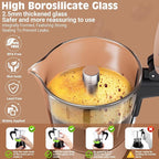 Induction Moka Pot, 4 Cups (7.1 oz) Crystal Glass-Top & Stainless Steel Moka Pot, Classic Stovetop Espresso Maker, Black