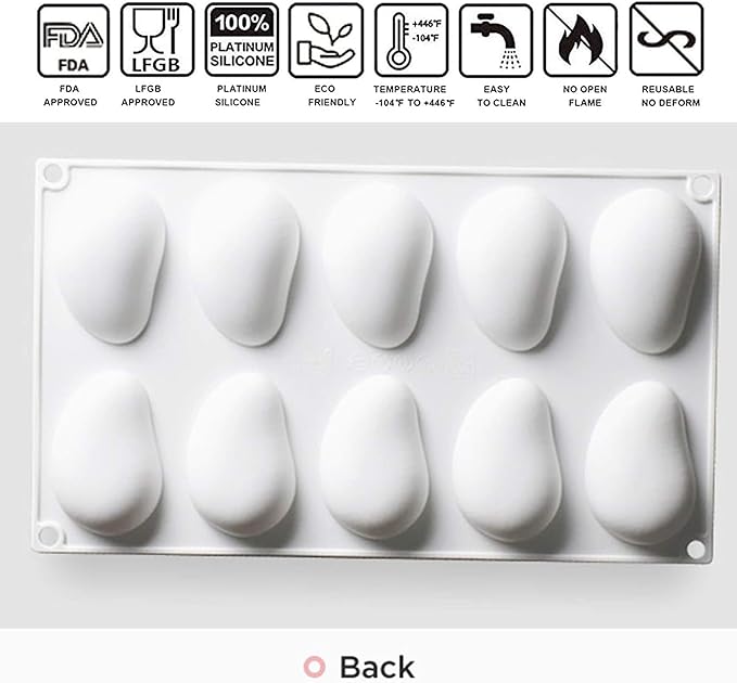 OCPO KITCHEN Mango Silicone Mold for Baking Mousse Cake, Fruit French Dessert, Pastry, Chocolate, Ice Cream, Cake Decoration Mold, 3D Mango Shape (10-Cavity)