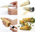 Joyeee 30 Pack Non-stick Large Cream Horn Molds - 5" Stainless Steel for DIY Cooking Danish Pastry, Lady Lock Form, Croissant Roller, Ice Cream Egg Roll