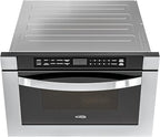 KoolMore 24 Inch Stainless-Steel Microwave Drawer with 1.2 cu. ft. Capacity, 1000W Power with 10 Custom Cooking Levels, Memory, and Timer Functions, Wall-Mounted with Flat Bottom (KM-MD-1SS)