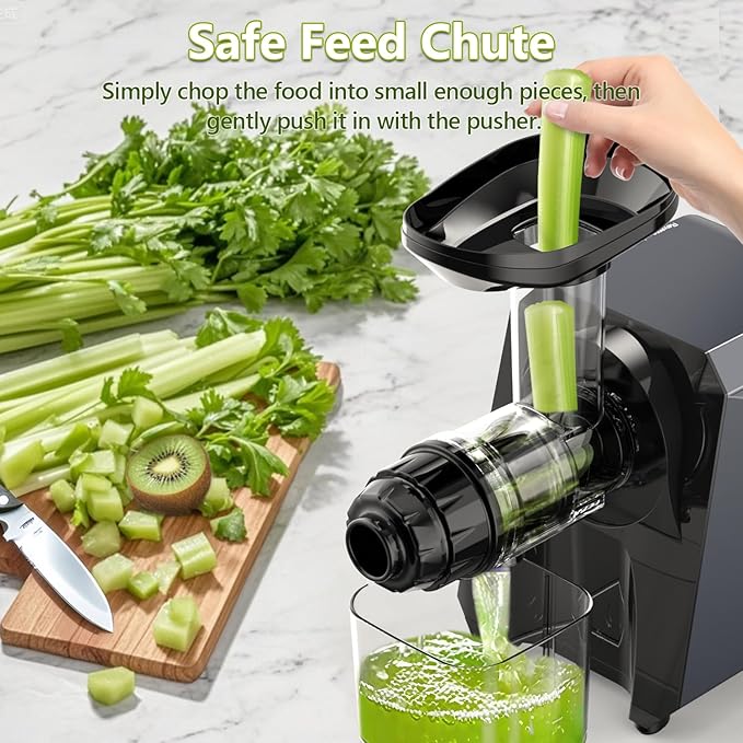 Cold Press Slow Juicers for Carrot Celery Ginger Beet, Electric Coffee Grinder, 250W Masticating Juicer Machine Vegetables Fruit Juice Extractor Easy To Clean Quiet Juicer BPA-Free Reverse Function