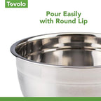 Tovolo Large Stainless Steel Mixing Bowl 5 Quart Metal Mixing Bowl for Baking Kitchen Prep with Easy Pour Rounded Lip, Dishwasher Safe Deep Metal Bowl Design for Salads, Popcorn, Kneading Bread Dough