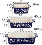 AVLA 3 Pack Ceramic Bakeware Set Porcelain Rectangular Baking Dish Lasagna Pans for Cooking Kitchen Casserole Dishes Cake Dinner 12 x 8.5 x 6 Inches of Baking Pans Banquet and Daily Use Cobalt Blue