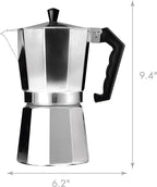 Primula Classic Stovetop Espresso and Coffee Maker, Moka Pot for Italian and Cuban Café Brewing, Greca Coffee Maker, Cafeteras, 9 Espresso Cups, Silver