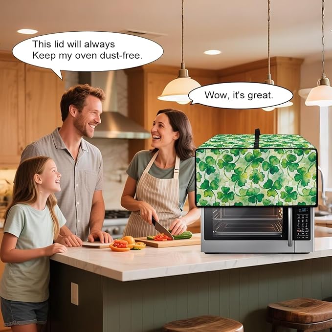 Clover Print Toaster Oven Cover Heavy Duty, Heat Resistant Dust-proof Toaster Cover Kitchen Small Appliance Protective Slipcover Washable Slipcover for Kitchen Counter, Green, S