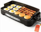 Cleansnap Everyday Electric Griddle, 20” Nonstick Grill with Foldable Anti-Mess Shield, 1700W Fast Heating, ILAG Ultimate Coating, Dishwasher-Safe Removable Plate, Midnight Black