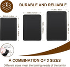 Baking Sheet Pan Set of 3, Commercial Cookie Sheets for Baking, Nonstick Half/Quarter/Jelly Roll Pans Replacement Toaster Oven Tray, Heavy Duty & Easy Clean, Dark Black