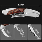 CORKAS Extravagant Professional Wine Key for Executive Waiter, Heavy Double Hinged Fulcrum Corkscrew Wine Opener with Premium Rosewood Handle and Foil Cutter, Great Birthday Gift for Sommelier, Waiter