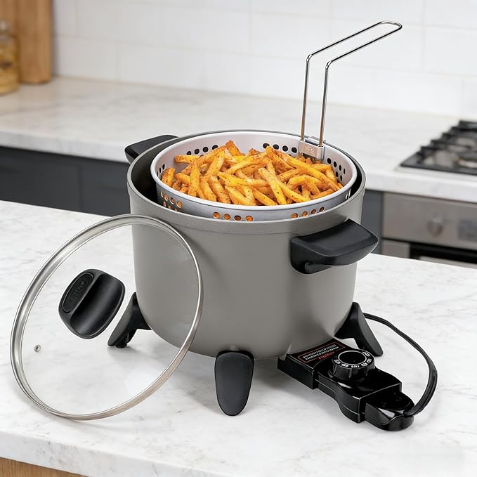 Electric Kitchen Kettle Multi-Cooker - Non-Stick Electric Deep Fryer for Home Kitchen